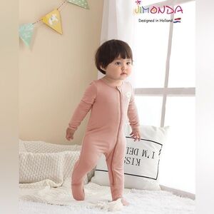 Jimonda Pink Baby👶🏽Pajamas Girls👧🏻One-Pc Footies Sleepers 2-Way Zip Sz 3-6M